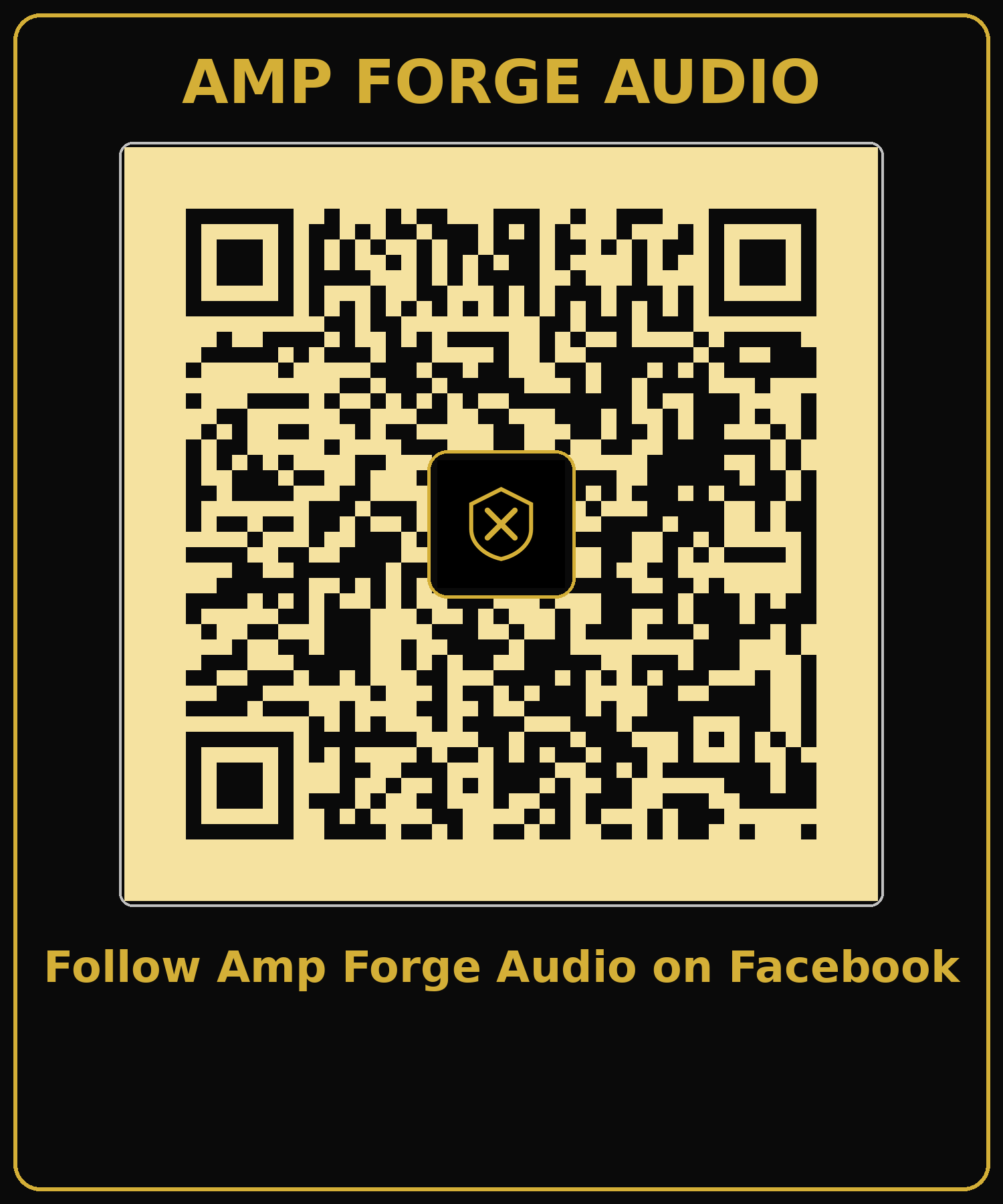 QR code linking to the Amp Forge Audio Facebook page